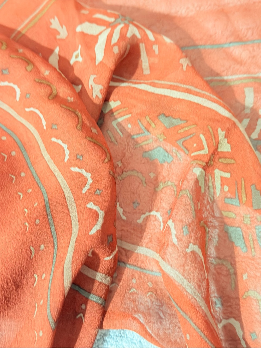 Lightweight Rust Patterned Women's Scarf silk - Picture 8 of 10
